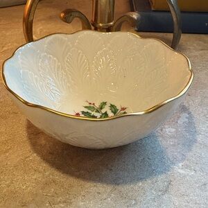 Lenox nut bowl “Holiday” holly berry design.